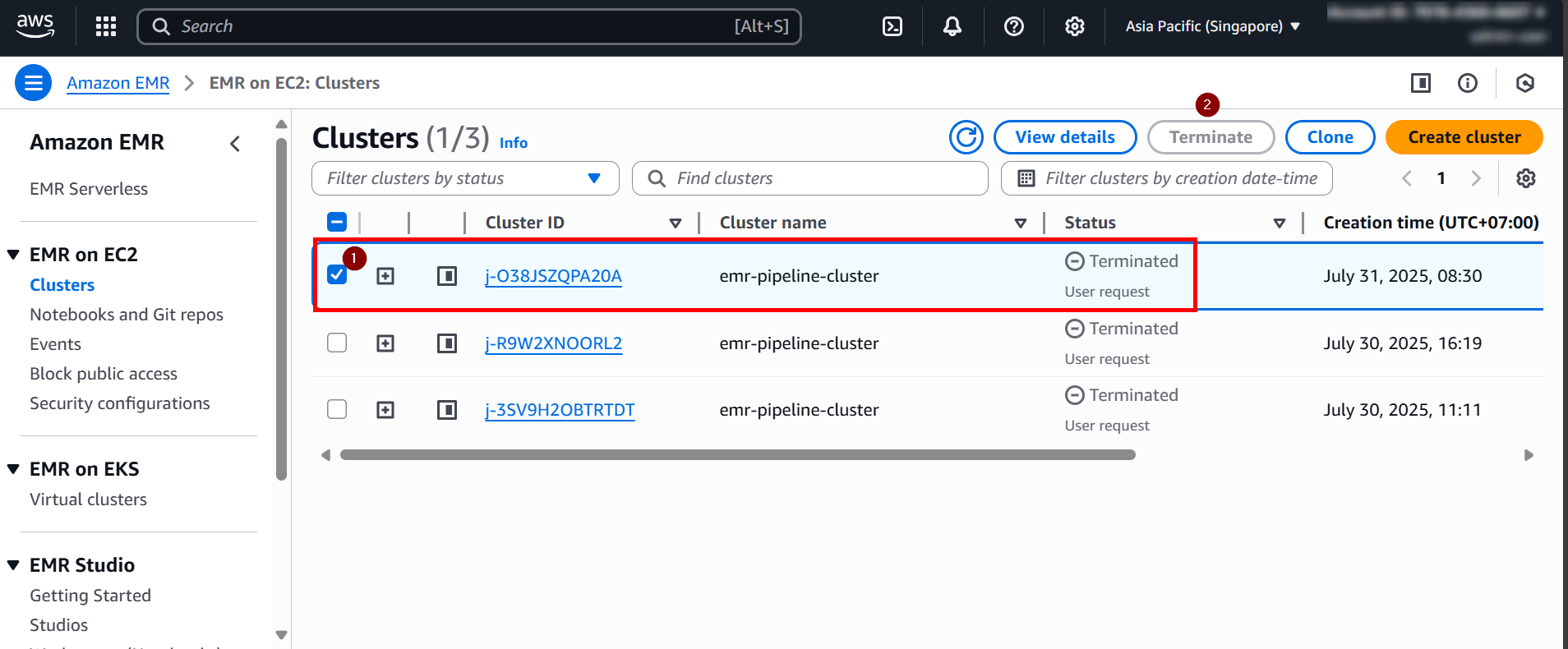 Terminate EMR Cluster